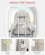 LOVEVOOK Laptop Backpack for Women, Travel Computer Work Bags with 17-inch Laptop Compartment, College School Student Bag Teen Backpacks For Girls, Outdoor Carry On Backpack Purse, Grey Pink