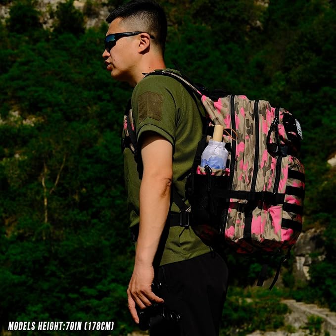 Military Tactical Backpack 45L Large Tactical Backpack for Men, Hiking Rucksack With Bottle Holder