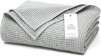 BOLL & BRANCH Waffle Bed Blanket - King/Cal King, Shore - Luxury 100% Organic Cotton - Soft, Lightweight and Breathable - Textured Waffle Weave Design