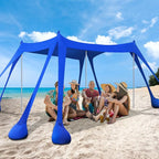 Beach Tent Sun Shelter 10x10ft, Shade Canopy, Sunshade UPF50+ with 8 Sandbags, Sand Shovels, Ground Pegs & Stability Poles, Portable Carry Bag for Family Party,Camping,Fishing,Backyard,Picnics