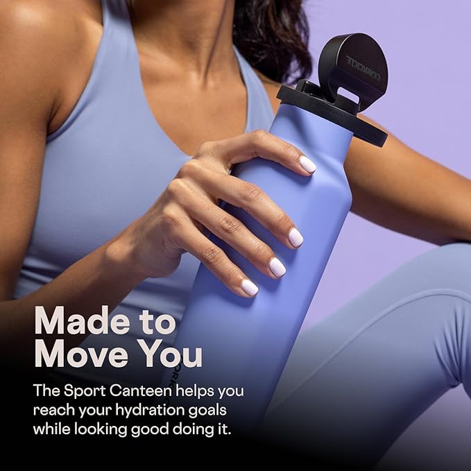 Corkcicle Sport Canteen - Keeps Drinks Cold 25 Hours - Stainless Steel Water Bottle - Triple-Insulated - Spill-Proof - Summer Drinkware Gift - Keeps Drinks Ice Cold - 32 oz - Periwinkle