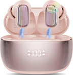 AI Language Translator Earbuds Real Time, 164 Language/6 Translation Modes Translator Earbuds 3-in-1 Translation Headphones, Bluetooth 5.4 Translation Device for Travel Business Learning, Rose Gold