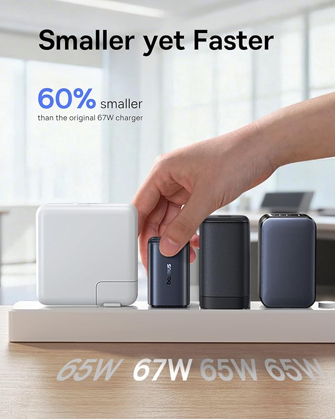 Baseus Picogo Qi2.2 25W Magsafe Portable Charger Power Bank 10000mAh 45W PICOGO 67W USB C Charger, Smallest 3 Port Fast Charging Block with Foldable Plug