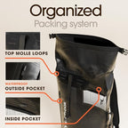 Earth Pak Waterproof Backpack - Heavy Duty Hiking Backpack - Roll-Top Closure Bag - Cushioned Dry Bag Waterproof Phone Case