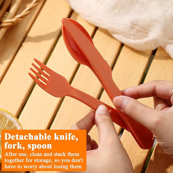 Homquen 6-Piece Camping Mess Kit with Bowl, Plate, Cup, Spoon, Fork, Knife and Carry Bag, Camping Accessories Essentials Gear Light Weight and Small Space Easy to Carry or Put in Backpack