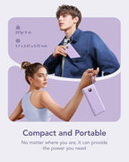 VRURC Portable Charger Power Bank, 10000mAh Travel Essentials Battery Pack, 5 Outputs 2 Inputs Slim Charging Bank Built-in Cables Cords Wires Compatible with iPhone,Samsung,Android-Lavender(1 Pack)