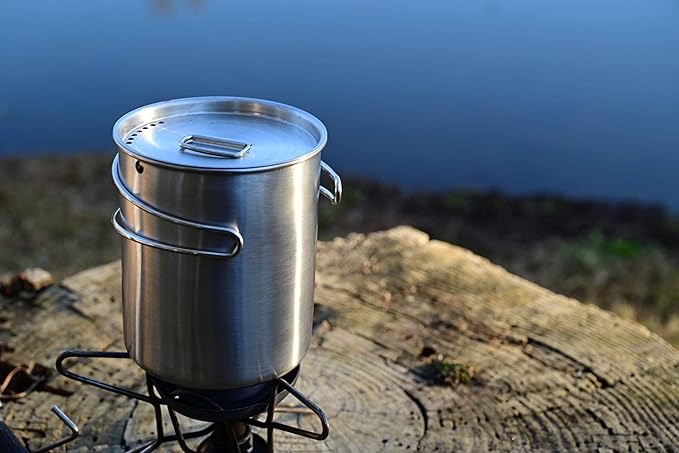 Canteen Stainless Steel Water Bottle with Nested Camping Cup and Lid for Bug Out Bag, Bushcraft Gear, Metal Canteen with a Wide Mouth Water Bottle and Mess Kit