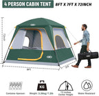 UNP 2/4/6/8 Person Tent, Portable Cabin Tent, Camping Tent 4-Person Easy Set Up, Waterproof with Top Rainfly for Outdoor Camping/Hiking