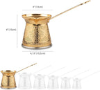 Alisveristime Authentic Turkish Coffee Pot, Handmade Cezve/Ibrik, 4-Inch Width, 4-Inch Height - 20.28 Ounce Enhance Your Coffee Experience Now! (6 Cup) (Gold)