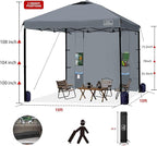 KAMPKEEPER 10x10 Pop Up Canopy Tent with Sidewall - Easy Setup Sun Shelter, Outdoor Shade with Vented Roof for Backyard | UV & Rain Portable Instant Camping Beach Canopy Tents (Dark Grey)