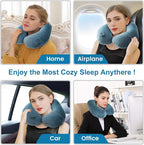 2Pack Inflatable Travel Neck Pillow for Airplane Train Car Washable Pillowcase U Shaped Office Napping Pillow