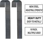 16 Inch Ground Rebar Stakes, J Hook Extra Heavy Duty Rust Proof Coated Steel Ground Anchors with Chisel Point End for Camping Tent and Canopy Tent (16)