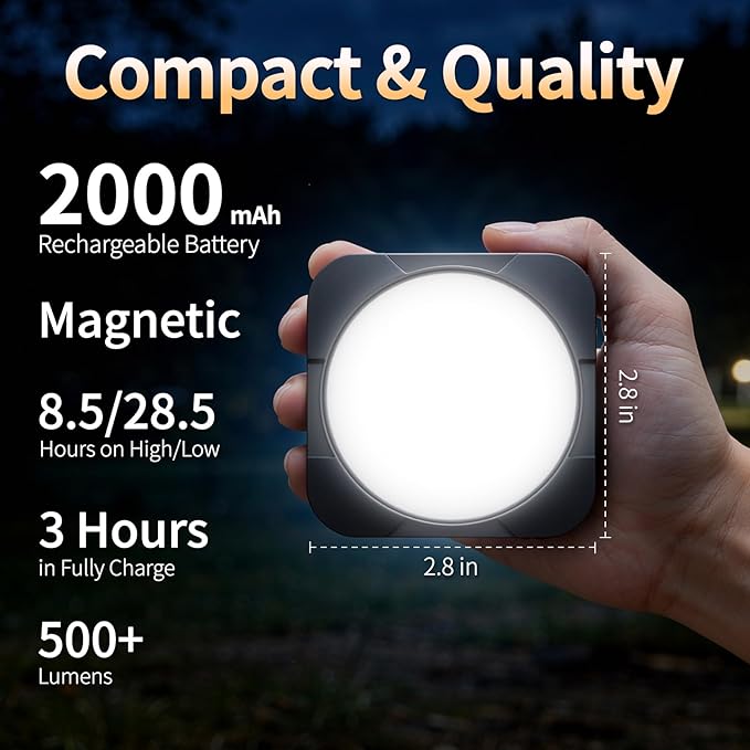 Rechargeable Camping Lights FLY2SKY 2Pcs 2000mAh Tent Lights Flashlight Portable LED Camping Lantern Survival Gear Camping Accessories for Hiking Backpacking Fishing Hurricane Emergency Outage