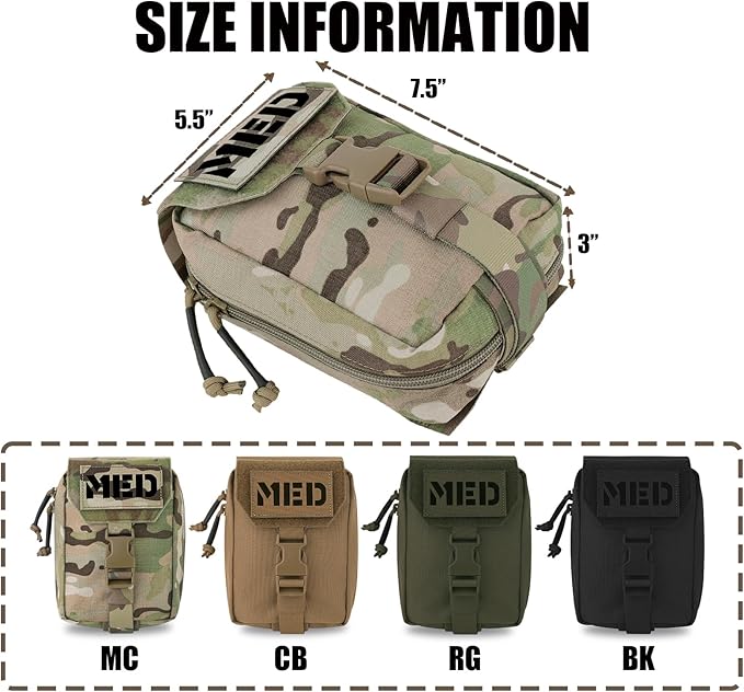 PETAC GEAR Tactical Rip Away Medical IFAK Pouch Tear Off First Aid EDC Pouches Molle & Belt Outdoor Emergency Survival Bag