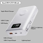 pzoz 20000mAh Portable Power Bank Powerbank Battery Pack with Apple Watch Magnetic Wireless Charger,USB Type C PD Fast Charging Cable Travel High Capacity Compatible iWatch iPhone 17 16 15 (White)