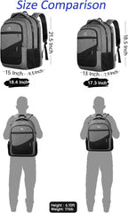 MATEIN 17 Inch Work Backpack for Men Women, Water Resistant Practical Travel Laptop Backpack with Anti Theft Pocket, Casual College Daypack Laptop Compartment TSA Friendly, Grey Black