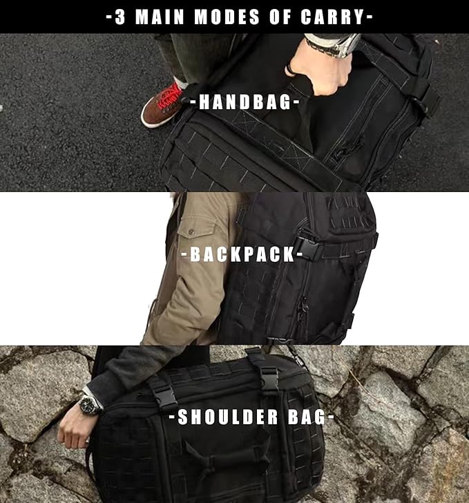 Miramrax Travel Duffle Bag Backpack for Men - Large Tactical Bags Weekender Gym Bag for Overnight Traveling Military Workout Deployment Sports (Black, 45L)