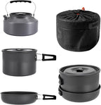 aiGear 3pcs Camping Cookware Mess Kit, Non-Stick Camping Pan Pot Kettle, Lightweight Aluminum, Collapsible Portable Camping Cooking Set for Outdoor Cooking Hiking Picnic