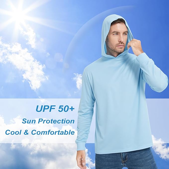 ProtectX High Visibility Sun Protection Lightweight Long Sleeve Hoodie, UPF 50+ Quick-Dry, SPF UV Shirt, Active Wear