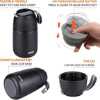 MAXSO Soup Thermo for Hot & Cold Food for Adults Kids, 17 oz Vacuum Insulated Steel Lunch Container Bento Box with Spoon, Leakproof Thermal Food Jar for School Office Travel - Black