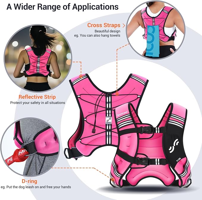 Sportneer Weighted Vest for Women Men: 8lbs/12lbs/15lbs/20lbs/25lbs Weight Vest with Detachable Phone Pouch Rucking Vest for Women Walking Strength Training Muscle Building Weight Loss