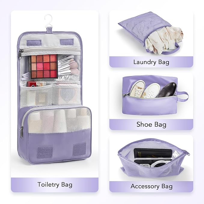 10 Set Compression Packing Cubes for Travel Essentials,Compressible Expandable Packing Cubes for Suitcase,OlarHike Luggage Organizer Bags for Travel,Handy Helper for Organizing Clothes(Purple Gray)