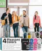 Fosmon TSA Approved Luggage Locks, Suitcase Travel Lock with Push Release Button, 3 Digit Combination Padlock for Gym Locker, Backpack Zipper- 4 Pack
