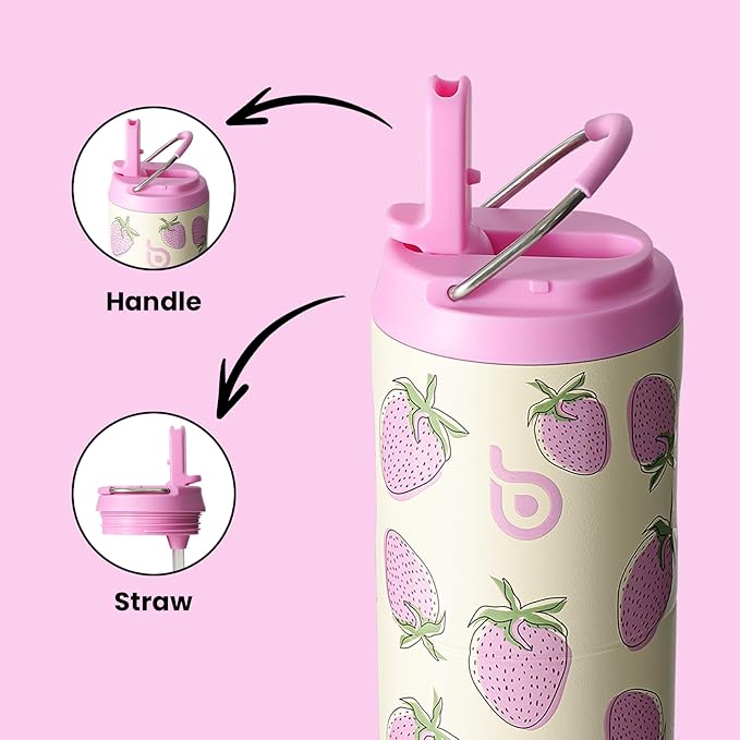 BOTTLE BOTTLE Insulated Water Bottle 24oz with Straw Lid and Handle for Sports Travel Gym Stainless Steel Water Bottles Double-Wall Vacuum Metal Leak Proof BPA-Free