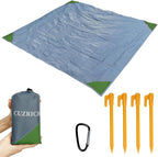 Pocket Beach Blanket Small Foldable Picnic Mat Portable Lightweight Camping Tarp Tent Blankets Washable Rug Quick Dry Compact Beach Mats Hiking Outdoor Essentials (Gray/Green 55"*59" / 4.59ft×4.92ft)