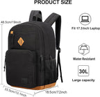 KEOFID Classic Travel backpack for Men and Women, Anti Theft Laptop Backpack for Work, Large Bag for College, Water Resistent(Black 19inches)