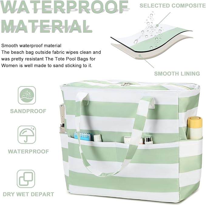 Bluboon Waterproof Beach Tote Pool Bags for Women Ladies Extra Large Carry On Bag With Wet Compartment for Weekender Travel