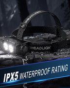 Headlamp Rechargeable 2PCS,4500L Super Bright Light Bright LED Rechargeable Headlight with White Light, Waterproof Head Lamp with Headband for Outdoor Camping, Hiking,Camping Essentials,Working