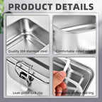 4 PCS Stainless Steel Bento Box 4-Size, Metal Lunch Box, Food Containers, Lunch Container for Home, Work, Camping (550ml+850ml+1400ml+2400ml)