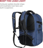 SwissGear Travel Tech Elite Laptop Backpack – Fits Laptops up to 16” – ScanSmart TSA-Friendly Backpack with USB Port, Shoe Compartment & Organizer Pockets – Navy Ballistic