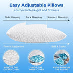Side Sleeper Pillow for Side and Back Sleepers -Cooling Cervical Neck Pillows for Neck and Shoulder Pain Relief, Adjustable Shredded Memory Foam Pillows King Size Set of 2, Bed Pillow for Adults