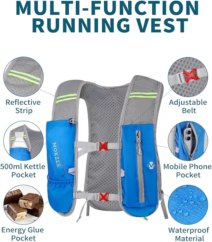 Running Hydration Vest with a 2L Water Bladder, Hydration Pack Lightweight Water Backpack for Running Hiking Cycling Marathon Trail for Men Women