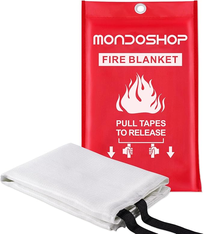 Mondoshop Emergency Fire Blankets for Home Kitchen Fiberglass Fireproof Blankets for Camping, Picnic, Fireplace, School, Grill, Car, Office, Warehouse