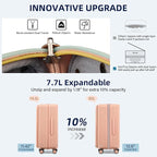 Hard Shell Suitcases 24 Inch Check in Luggage with Spinner Wheels Cup Holder, Lightweight Top Opening Expandable Luggage Hard Case Rolling Medium Checked Suitcase with Lock, Pink