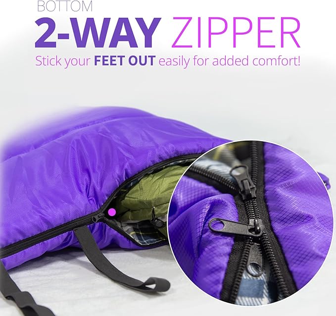 GEERTOP Flannel Sleeping Bags for Adults Big & Tall People Portable Cold Weather Envelope XXL All Seasons Camping Sleeping Bag