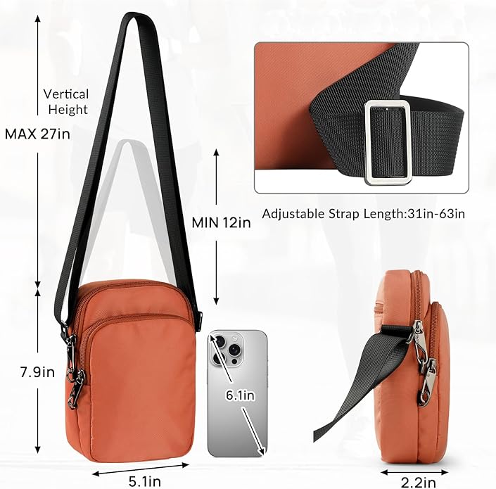 VADOO Sling Bag for Men Women, Anti Theft Crossbody Shoulder Bag with Zipper Lock, RFID Blocking & Waterproof for Travel