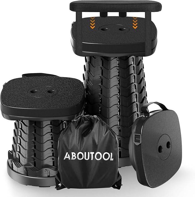 Collapsible Stool with Soft Removable Cushion & Waterproof Carry Bag - Lightweight Folding Stool, 485lbs Capacity, Portable for Adults, Camping, Fishing, Hiking, Outdoor, Travel