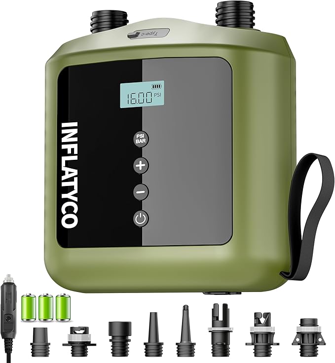 Portable Paddle Board Pump Electric Sup Air Pump, Battery Powered High Pressure Inflator with Cordless & Corded Mode for Inflatable Standup Paddleboard Kayak Tent Boat Dinghy Raft