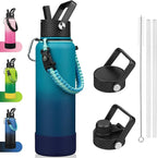 BJPKPK Insulated Water Bottle with Straw Lid, 40oz Large Thermo with 3 Lids, Paracord Handle & Non-slip Boot, BPA Free Leak Proof Stainless Steel Metal Water Bottles, Tumblers, Cups,Vast