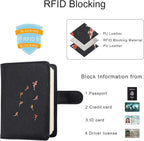 WALNEW Passport Holder for Travel, RFID Passport Cover Wallet for Women Men, PU Leather Passport Book Card Holder Case with Pen (Buckle Closure, Buckle-Carp)