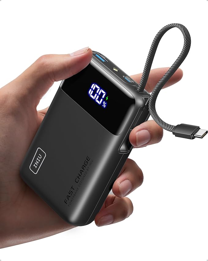 INIU Smallest 45W 20000mAh Power Bank with Built-in USB-C Cable & Ultra Slim 45W 10000mAh Power Bank Combo