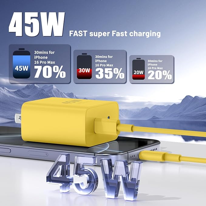 QZIIW Super Fast Samsung Charger Type C,45W Dual Port USB C Fast Charger Block [2-Pack] & Extra Long 60W 3/6/6/10FT USB C Cable - PD Quick Charging 3.0 for Samsung Galaxy S25 Ultra/S24+/S23 iPhone 16