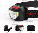 Headlamp Rechargeable 2 Pack, Bright LED Head Lamp Outdoor 1100 Lumen Headlight with White Red Light, Motion Sensor Waterproof 8 Modes Headlamps Flashlights for Running Cycling Fishing