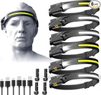 Rechargeable Headlamp 6 PCS, 230°Beam Headlamp for Adults, 6 Mode Camping & Spotlight, Motion Sensor, Lightweight Headlights Flashlight
