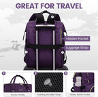 LOVEVOOK Laptop Backpack for Women,18 Inch Professional Womens Travel Backpack Purse Computer Laptop Bag Nurse Teacher Backpack,Waterproof Work Bags Carry on Back Pack with USB Port,Dark Purple