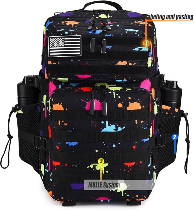 Military Tactical Backpack 45L Large Tactical Backpack for Men, Hiking Rucksack With Bottle Holder